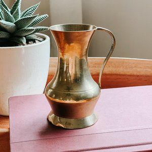 Vintage Small Brass Urn with Handle Mini Decorative Brass Vase